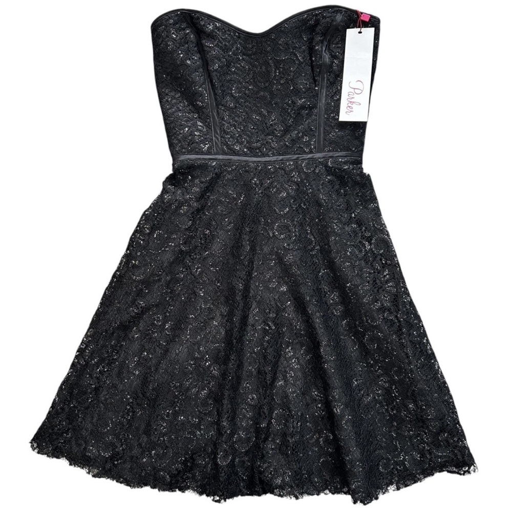 Parker Black Strapless Lace Dress Medium Cocktail Party Formal Evening Holiday